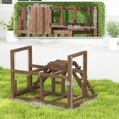 Wooden Chicken Activity Shelf, Chicken Playground with Chicken Perches, Swing, Ladder, Platforms Chicken Climbing Frame for 3 Chickens Brown