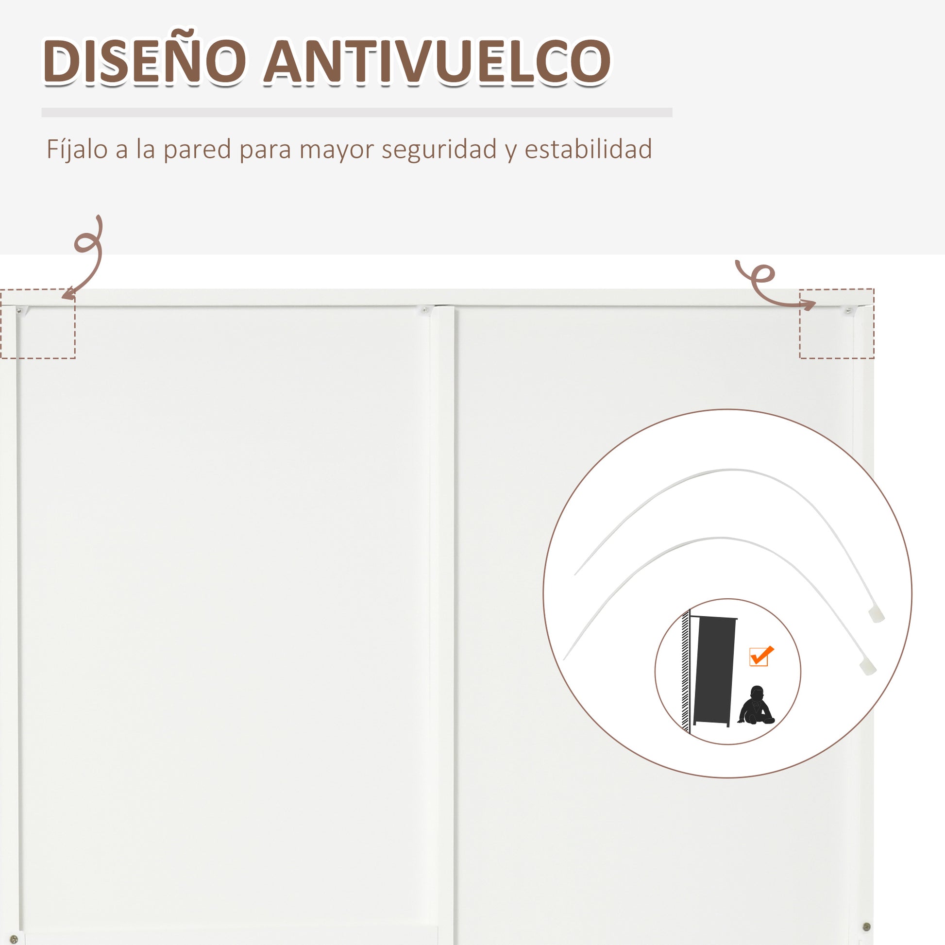 Wardrobe Closet with 2 Doors, Mirror, 3 Drawers, Adjustable Shelves, and Hanging Rod Included, Bedroom Furniture 80x50x180 cm White