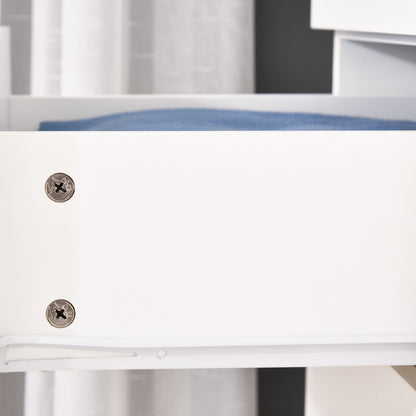 Wardrobe Closet with 2 Doors, Mirror, 3 Drawers, Adjustable Shelves, and Hanging Rod Included, Bedroom Furniture 80x50x180 cm White