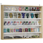 Display Case Wall Mounted Display Cabinet with Adjustable Shelves and 2 Sliding Glass Doors for Collectibles Perfumes Decorative Figures 80x9.5x60 cm White and Natural