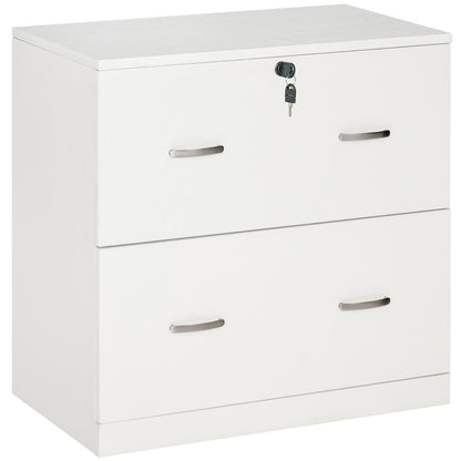 Office Filing Cabinet with 2 Drawers for Hanging Files with Lock and 2 Keys 74x42x72 cm White