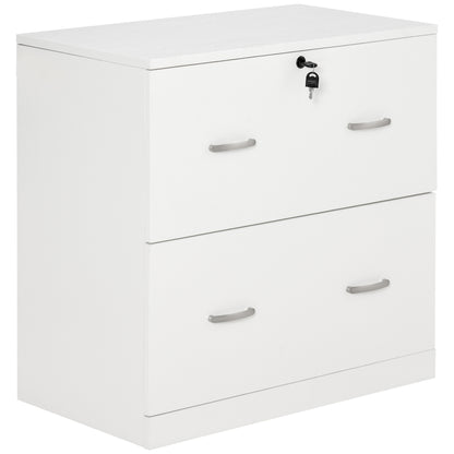 Office Filing Cabinet with 2 Drawers for Hanging Files with Lock and 2 Keys 74x42x72 cm White