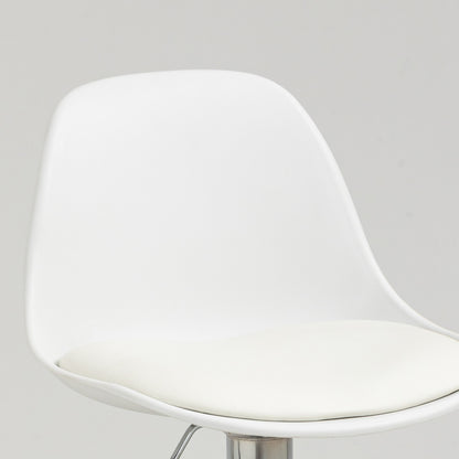 Bar Stool Set of 2, Upholstered Bar Chairs with Steel Frame, Backrest, Height Adjustable Kitchen Chairs with Footrest 360° Swivel Counter Stools for Kitchen, Living Room, Dining Room, Faux Leather White