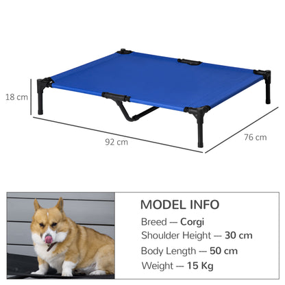 Elevated Dog Bed, Cooling Elevated Bed for Dogs, Included Transport Bag, High-Density Oxford Fabric Metal Frame, 92 x 76 x 18 cm, Blue
