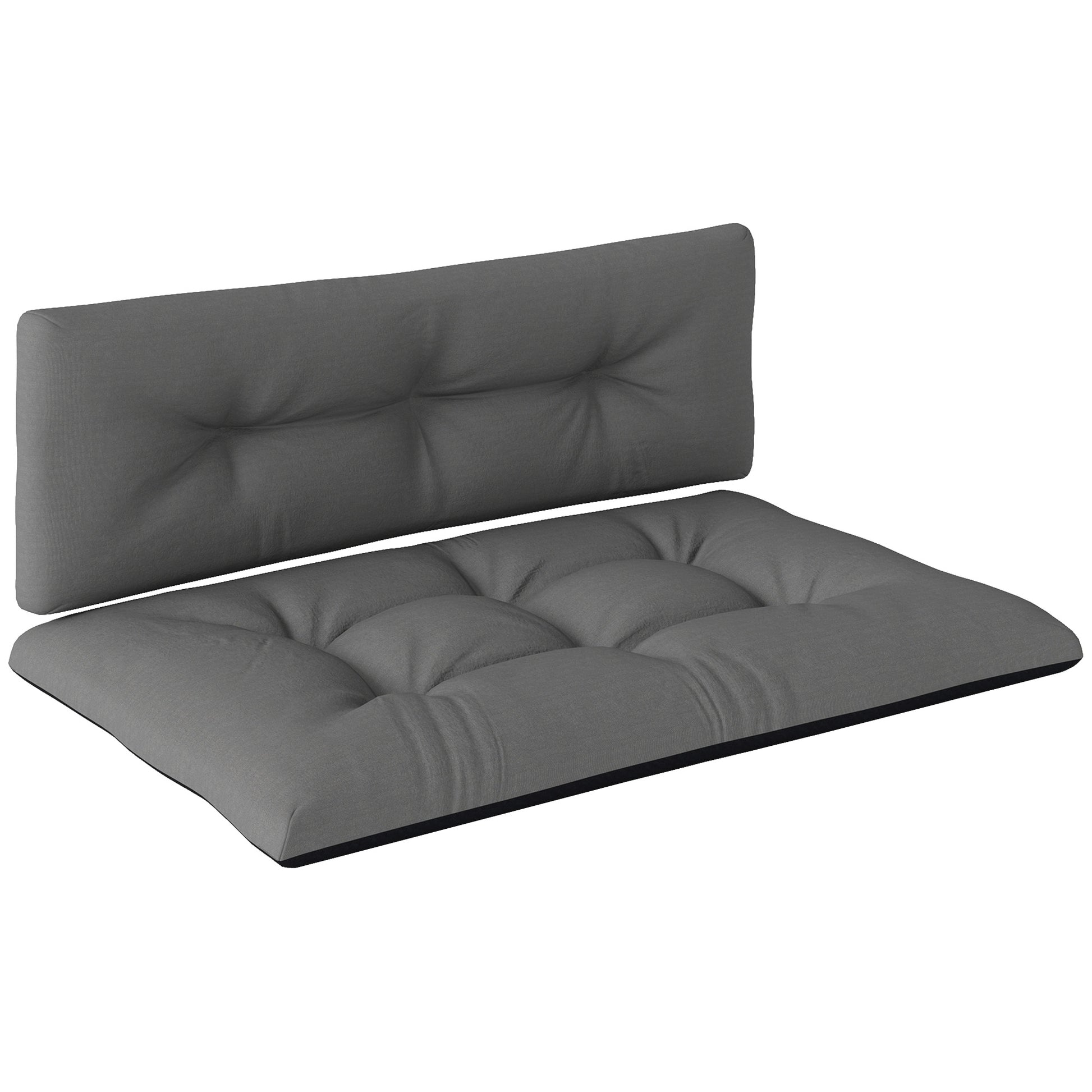 Pallet Cushions 2-Piece Set Water-Resistant Seat Cushions Pallet Pads with Tufted Design Backrest Outdoor Cushions Pallet Covers for Euro Pallets Pallet Sofa 120 x 77 x 10 cm Dark Gray