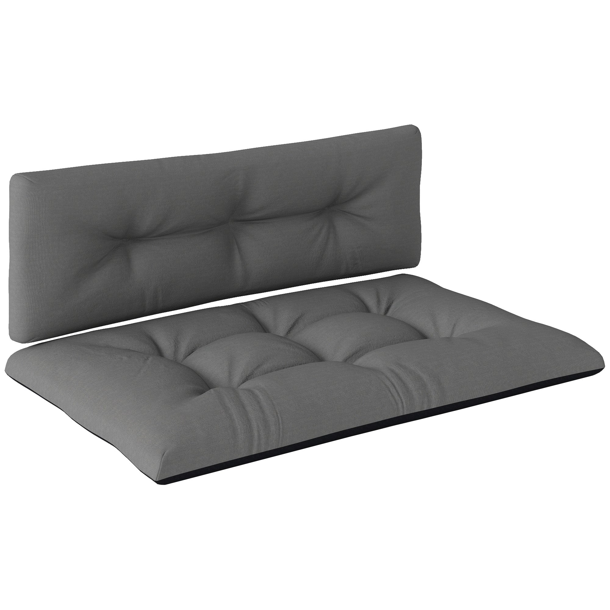 Pallet Cushions 2-Piece Set Water-Resistant Seat Cushions Pallet Pads with Tufted Design Backrest Outdoor Cushions Pallet Covers for Euro Pallets Pallet Sofa 120 x 77 x 10 cm Dark Gray