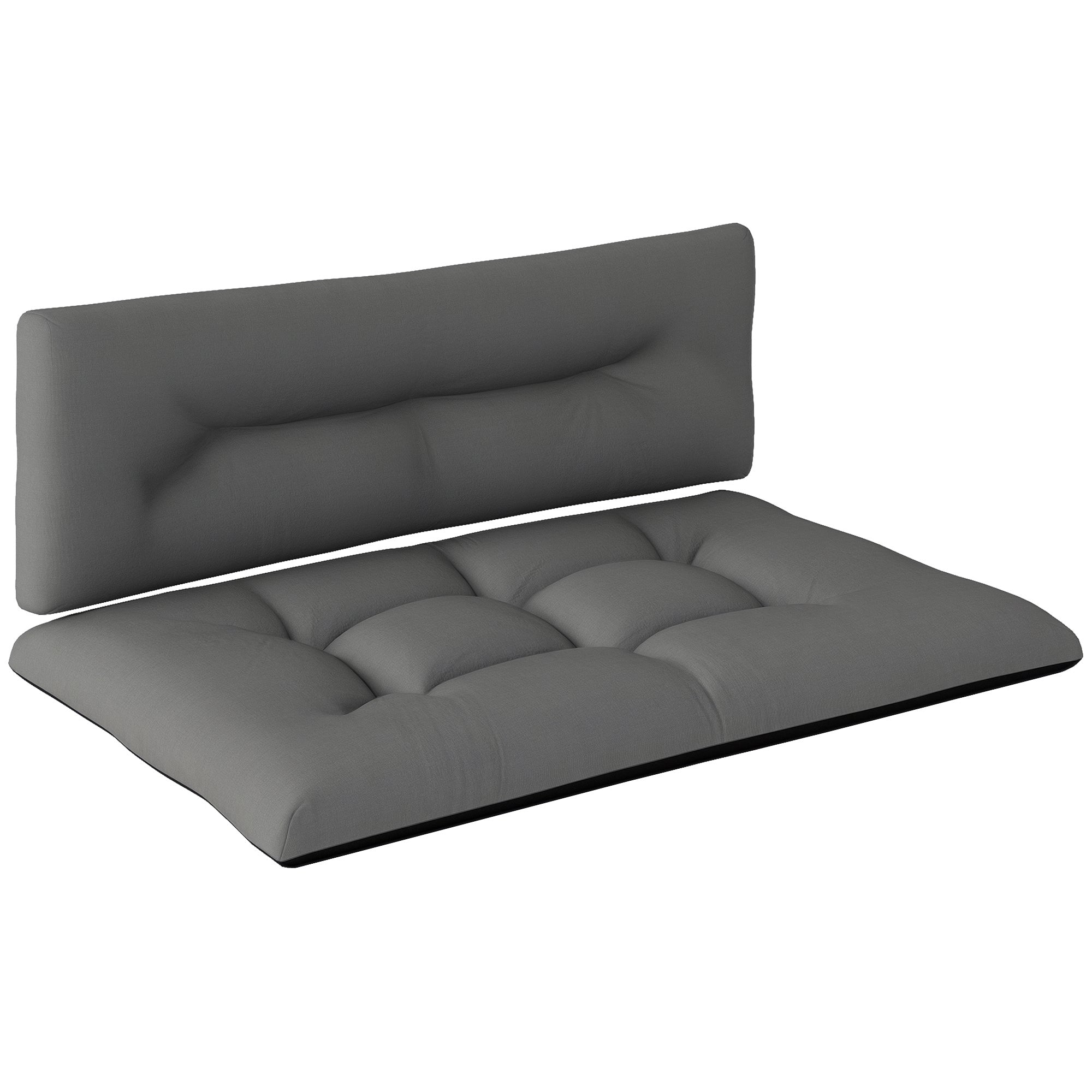 Pallet Cushions 2-Piece Set Water-Resistant Seat Cushions Pallet Pads with Tufted Design Backrest Outdoor Cushions Pallet Covers for Euro Pallets Pallet Sofa 120 x 77 x 10 cm Dark Gray