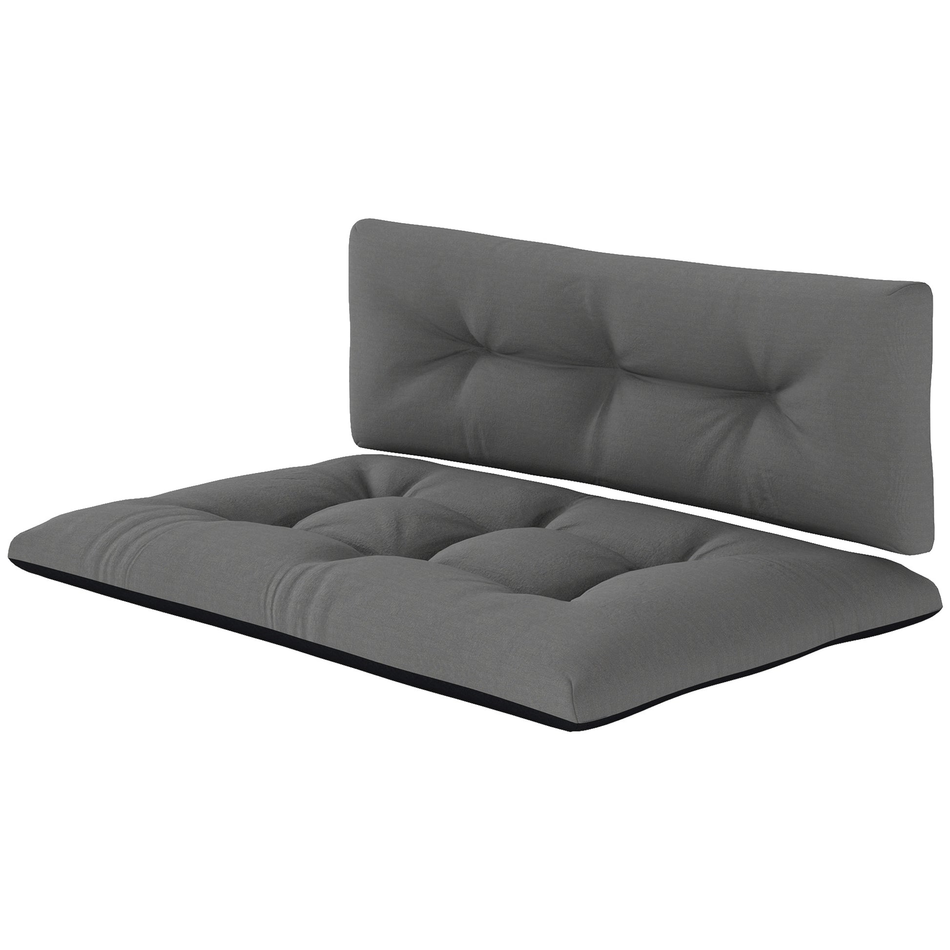 Pallet Cushions 2-Piece Set Water-Resistant Seat Cushions Pallet Pads with Tufted Design Backrest Outdoor Cushions Pallet Covers for Euro Pallets Pallet Sofa 120 x 77 x 10 cm Dark Gray