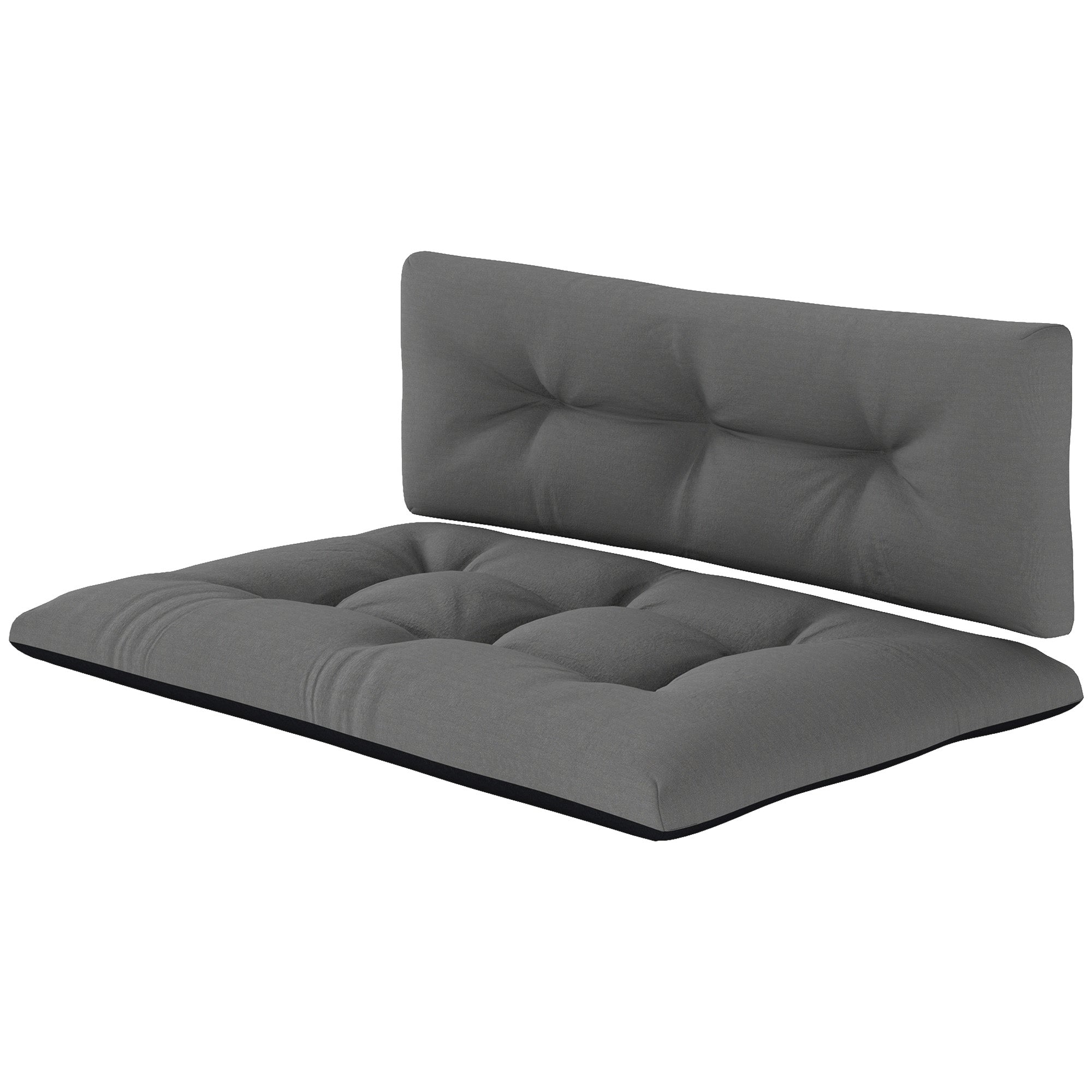 Pallet Cushions 2-Piece Set Water-Resistant Seat Cushions Pallet Pads with Tufted Design Backrest Outdoor Cushions Pallet Covers for Euro Pallets Pallet Sofa 120 x 77 x 10 cm Dark Gray