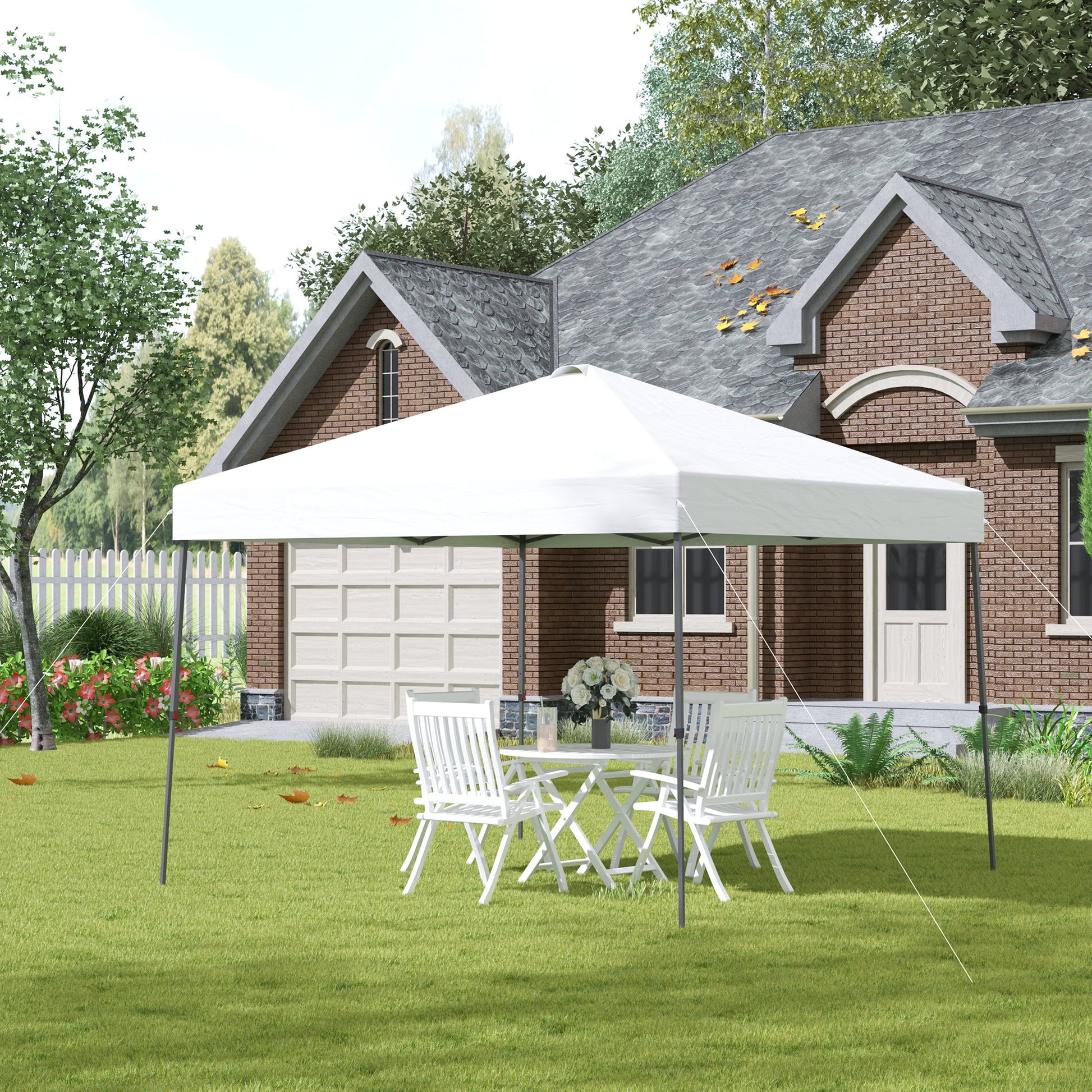 3x3m Folding Gazebo Garden Canopy with Wheeled Carry Bag Waterproof Steel Frame Outdoor Gazebo for Parties Camping White