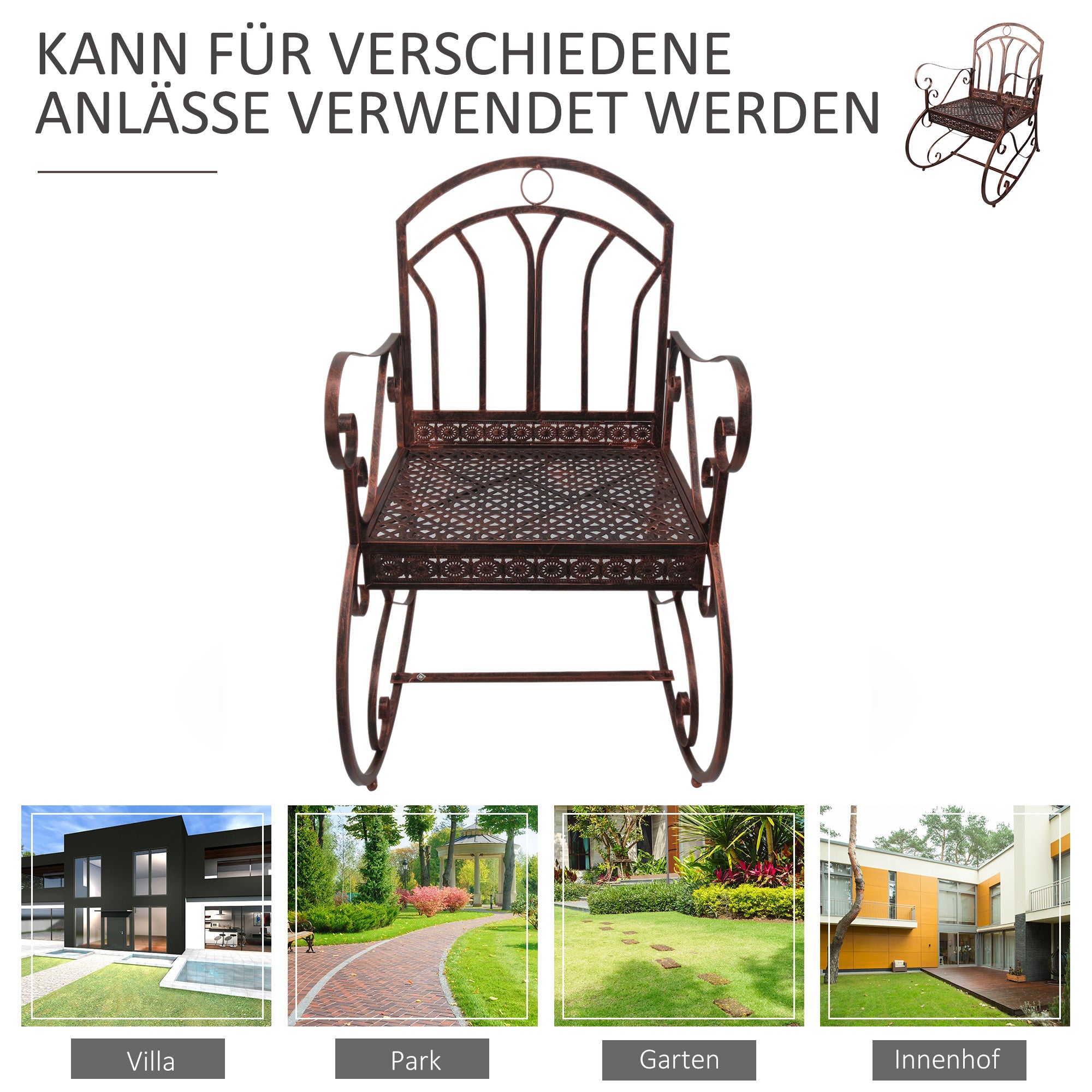 Rocking Chair Garden Swing Sessel Swinging Chair Metal Relax Chair