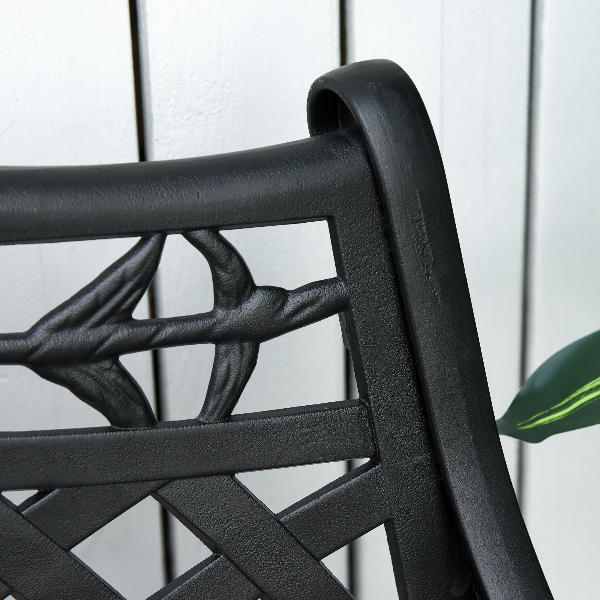 2-Seater Aluminum Garden Bench Metal Bench with Armrests Country Style Black 102.5 x 61 x 84 cm