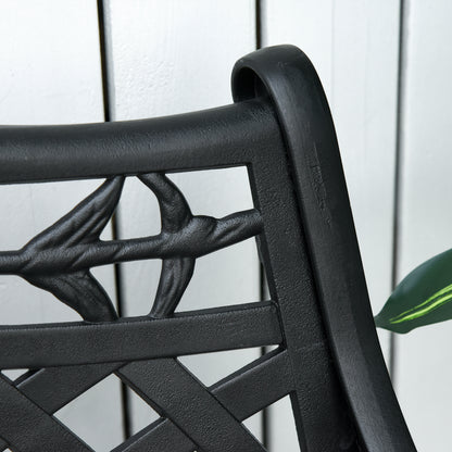 2-Seater Aluminum Garden Bench Metal Bench with Armrests Country Style Black 102.5 x 61 x 84 cm