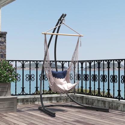 C-Shape Metal Stand for Hanging Chair with Base for Hanging Seat Swing Hammock Stand up to 150kg, Chair Stand for Indoor Outdoor Balcony, Terrace Black