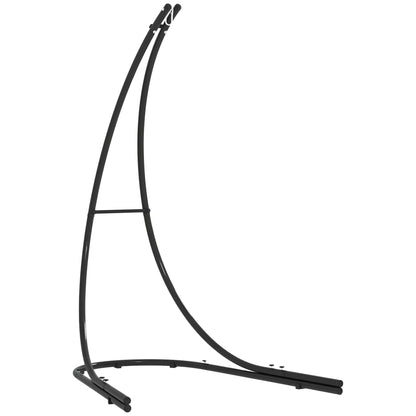 C-Shape Metal Stand for Hanging Chair with Base for Hanging Seat Swing Hammock Stand up to 150kg, Chair Stand for Indoor Outdoor Balcony, Terrace Black