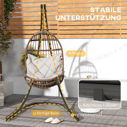 C-Shape Metal Stand for Hanging Chair with Base for Hanging Seat Swing Hammock Stand up to 150kg, Chair Stand for Indoor Outdoor Balcony, Terrace Black
