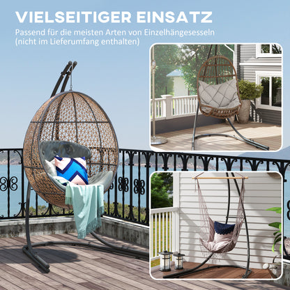 C-Shape Metal Stand for Hanging Chair with Base for Hanging Seat Swing Hammock Stand up to 150kg, Chair Stand for Indoor Outdoor Balcony, Terrace Black