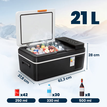 Compressor Cooler 20L -4°F to 68°F Portable Electric Fridge with App Control, LED Light, USB, Battery Protection, 12/24V DC & 100–240V AC for Car & Truck