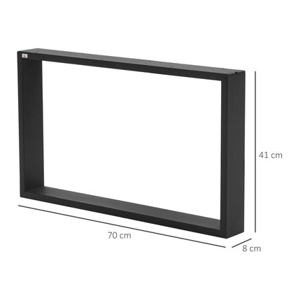 Set of 2 Steel Table Legs 70x41 cm Rectangular Table Legs for DIY Furniture Industrial Style with Screws and Floor Protectors Black