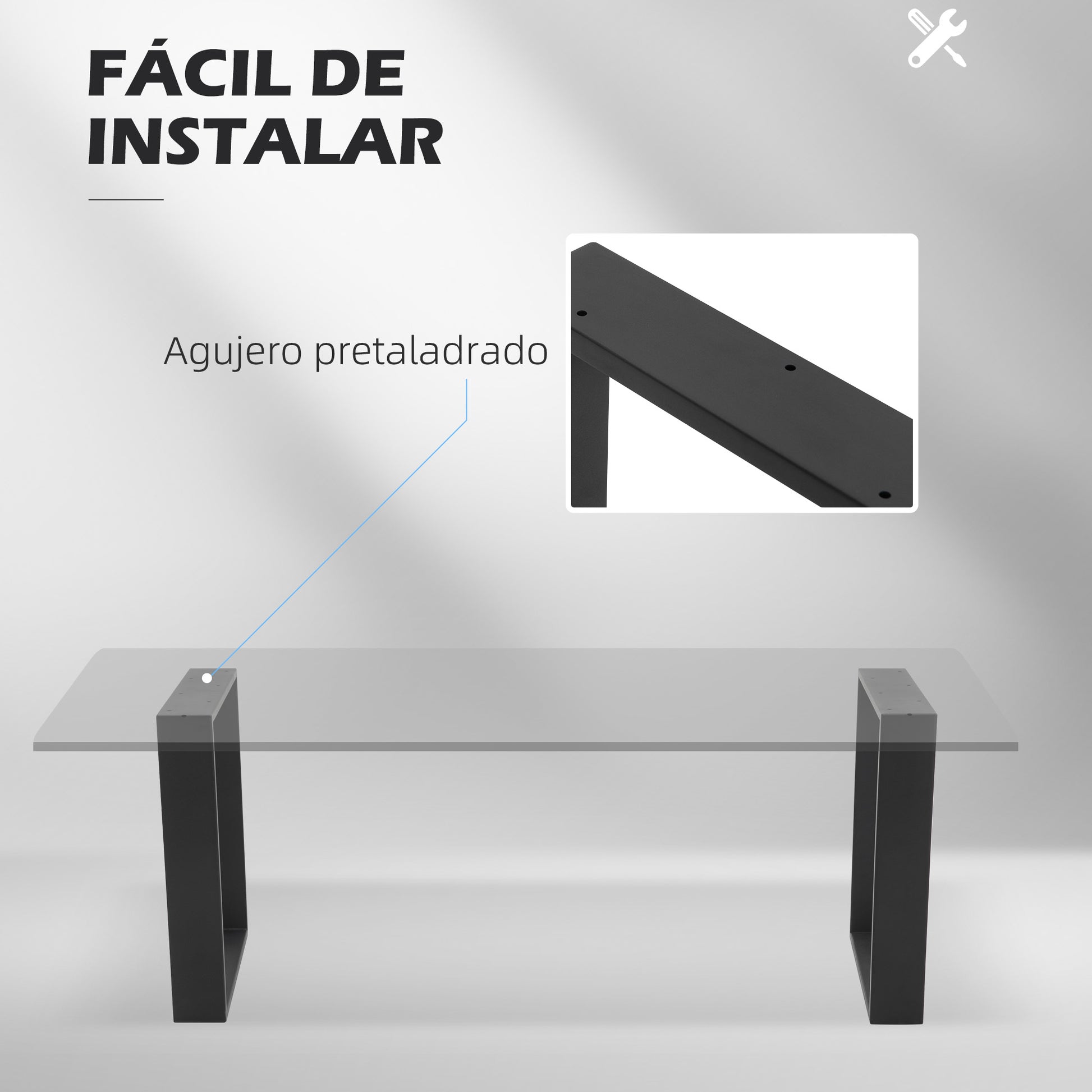 Set of 2 Steel Table Legs 70x41 cm Rectangular Table Legs for DIY Furniture Industrial Style with Screws and Floor Protectors Black