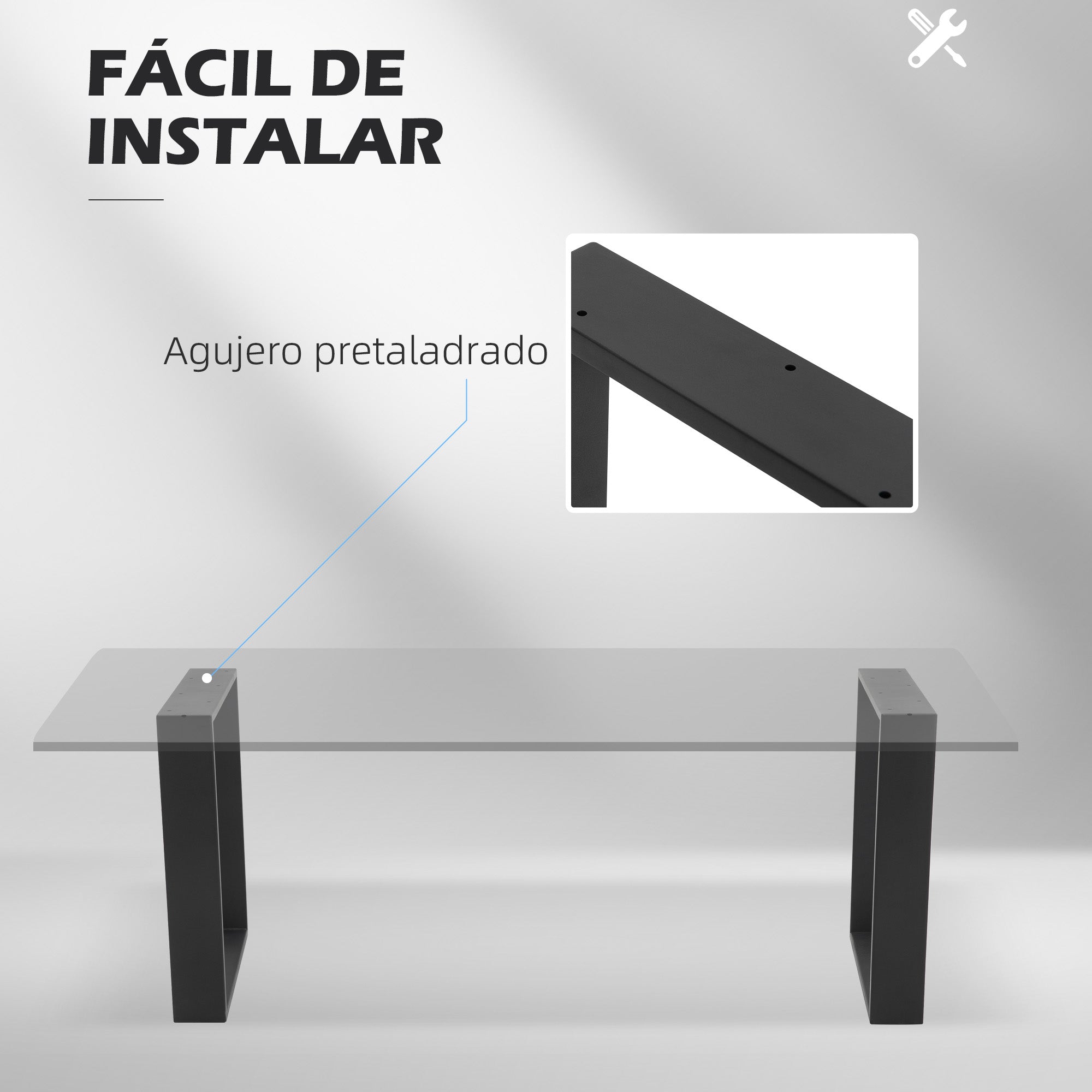 Set of 2 Steel Table Legs 70x41 cm Rectangular Table Legs for DIY Furniture Industrial Style with Screws and Floor Protectors Black