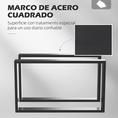 Set of 2 Steel Table Legs 70x41 cm Rectangular Table Legs for DIY Furniture Industrial Style with Screws and Floor Protectors Black