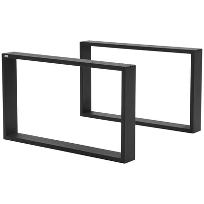 Set of 2 Steel Table Legs 70x41 cm Rectangular Table Legs for DIY Furniture Industrial Style with Screws and Floor Protectors Black