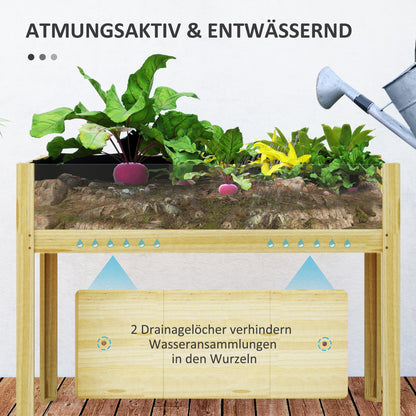 Raised Planter Box with Acrylic Panels, Drainage Holes, Wooden Planting Box, Weather-resistant Vegetable Bed, Garden Bed, Planting Bed for Garden, Balcony, 110 x 50 x 80 cm Natural Wood