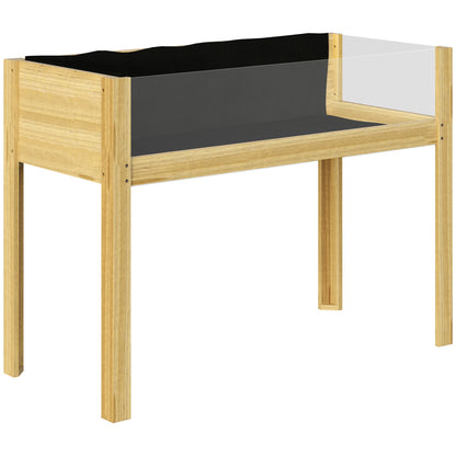 Raised Planter Box with Acrylic Panels, Drainage Holes, Wooden Planting Box, Weather-resistant Vegetable Bed, Garden Bed, Planting Bed for Garden, Balcony, 110 x 50 x 80 cm Natural Wood