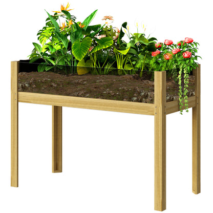 Raised Planter Box with Acrylic Panels, Drainage Holes, Wooden Planting Box, Weather-resistant Vegetable Bed, Garden Bed, Planting Bed for Garden, Balcony, 110 x 50 x 80 cm Natural Wood