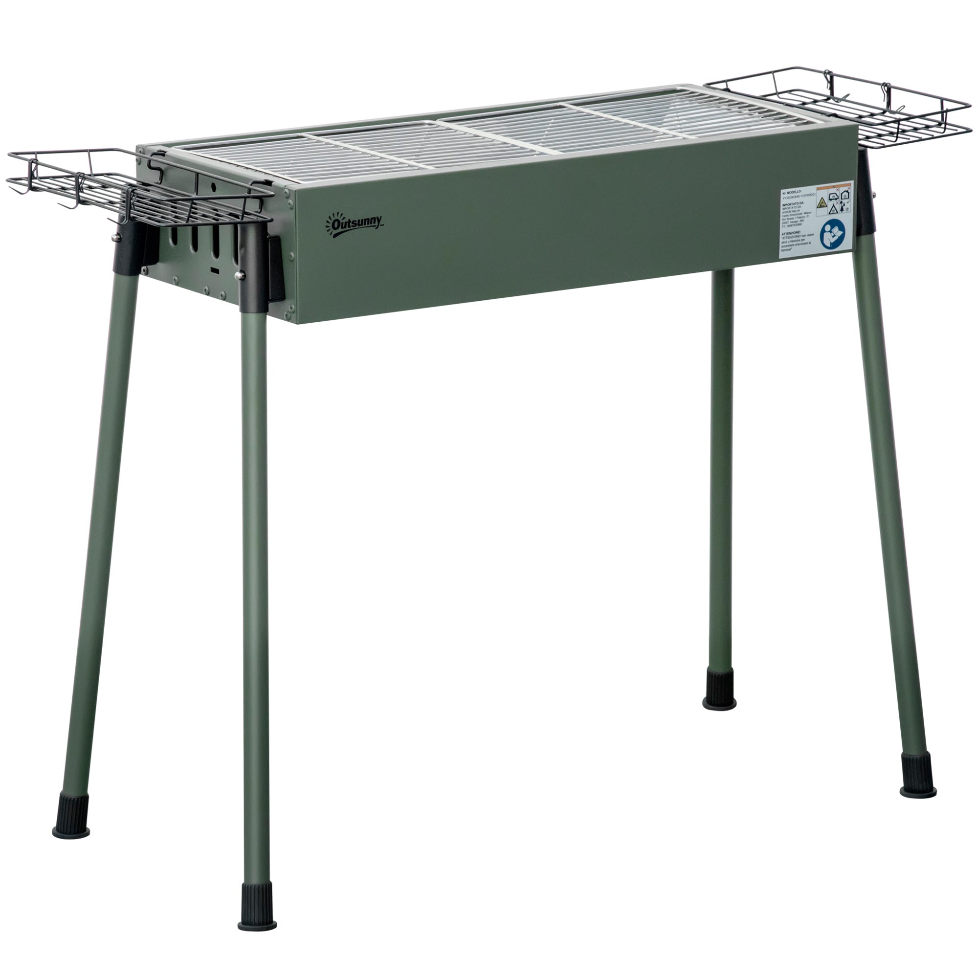 Charcoal Grill made of Stainless Steel BBQ Smoker with Grilling Grate Charcoal Grill, Stand Grill for Barbecue Camping, Patio, Garden 94 x 39 x 70 cm