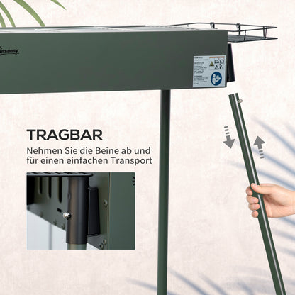 Charcoal Grill made of Stainless Steel BBQ Smoker with Grilling Grate Charcoal Grill, Stand Grill for Barbecue Camping, Patio, Garden 94 x 39 x 70 cm