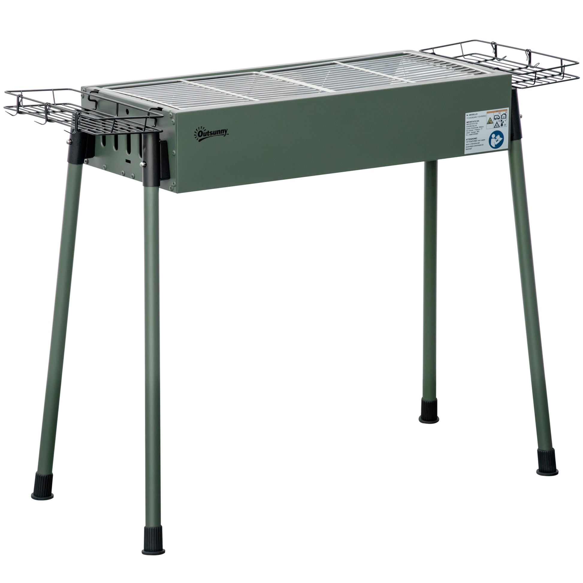 Charcoal Grill made of Stainless Steel BBQ Smoker with Grilling Grate Charcoal Grill, Stand Grill for Barbecue Camping, Patio, Garden 94 x 39 x 70 cm