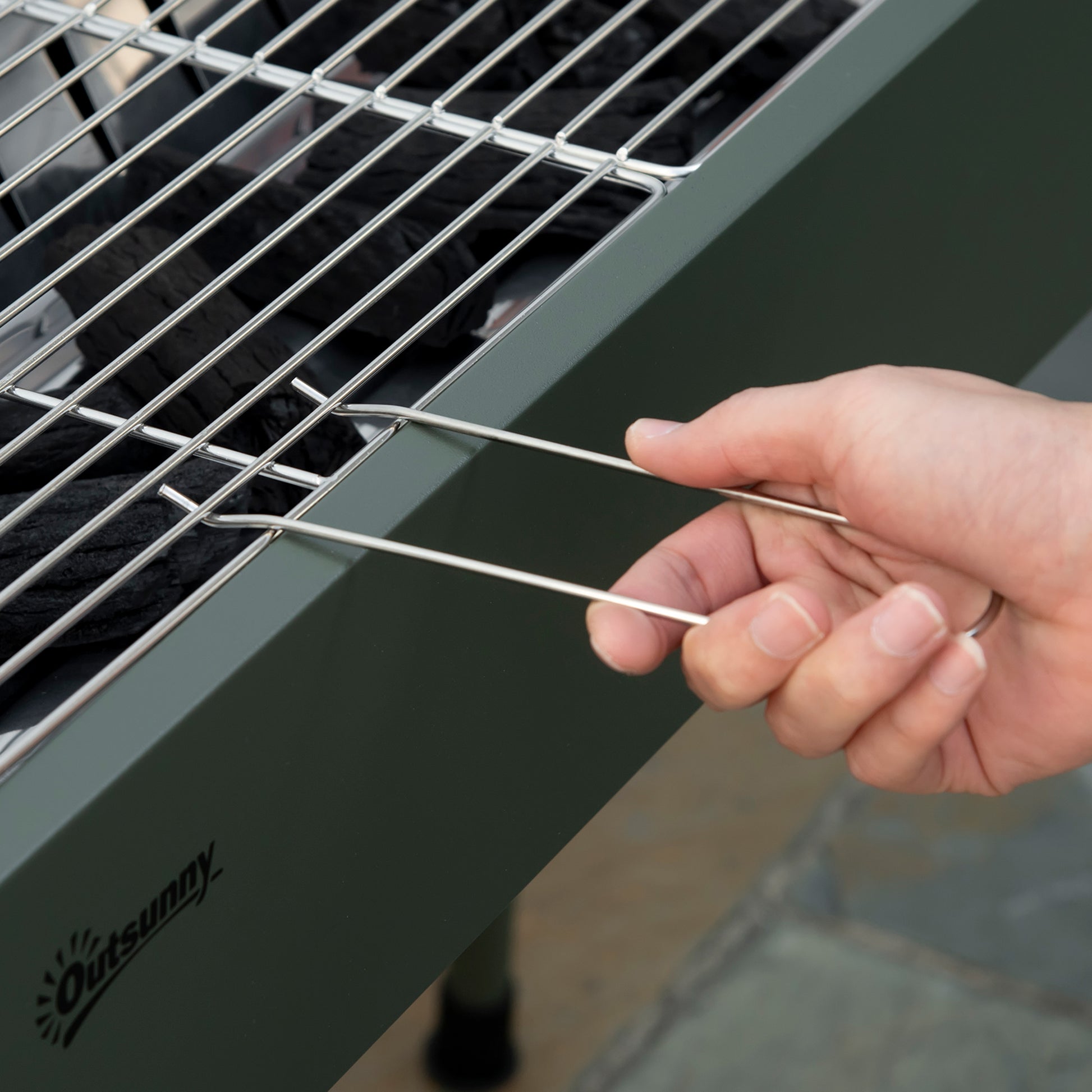 Charcoal Grill made of Stainless Steel BBQ Smoker with Grilling Grate Charcoal Grill, Stand Grill for Barbecue Camping, Patio, Garden 94 x 39 x 70 cm