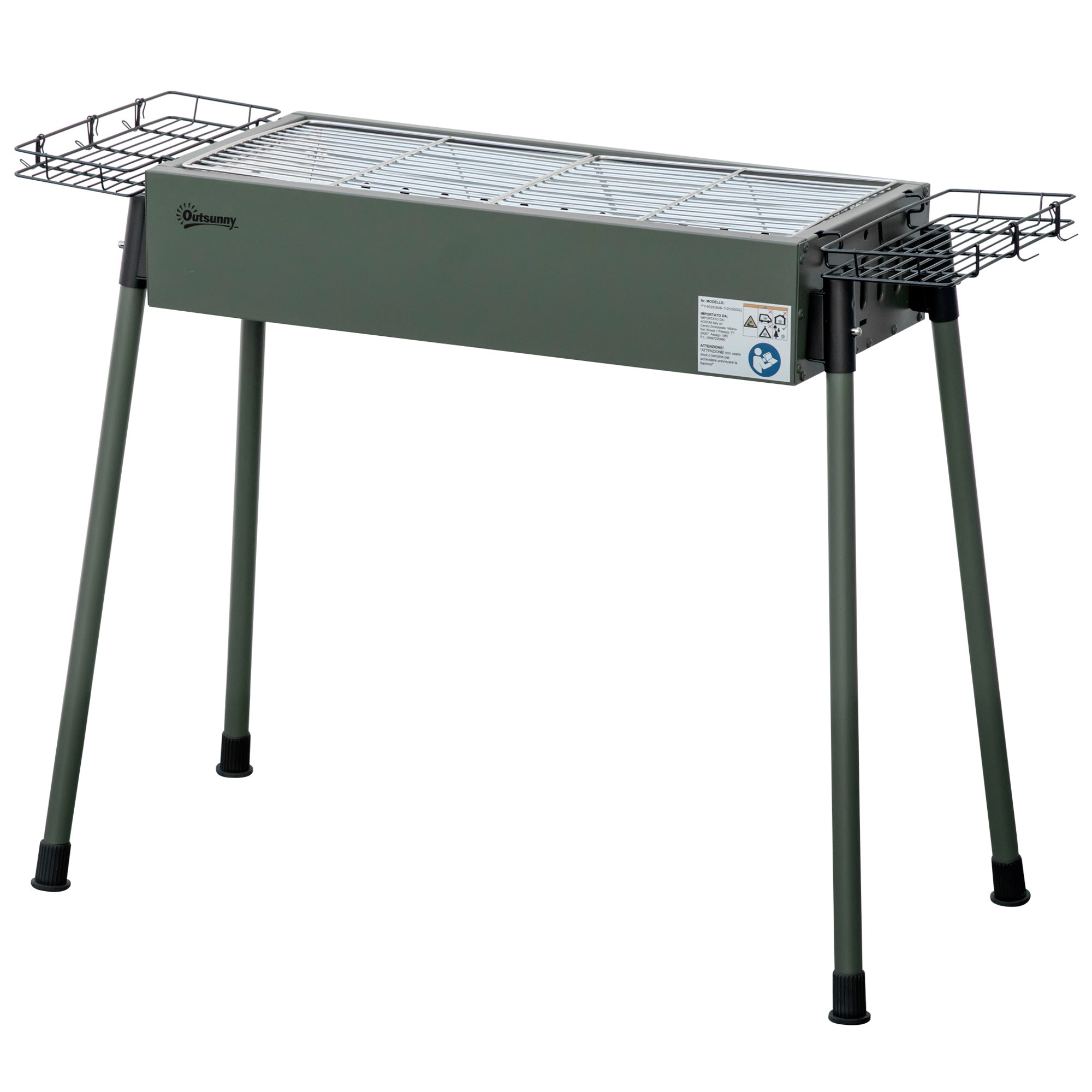 Charcoal Grill made of Stainless Steel BBQ Smoker with Grilling Grate Charcoal Grill, Stand Grill for Barbecue Camping, Patio, Garden 94 x 39 x 70 cm