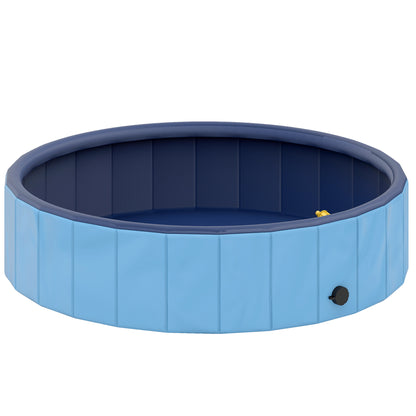 Folding Dog Pool with Sprinkler Portable Pet Tub for Large Dogs PVC Non-Slip Wear-Resistant for Indoors and Outdoors Ø120x30 cm Light Blue