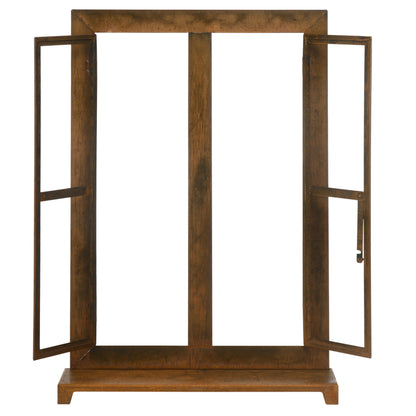 Iron Window, Rustic Brown Grid Window, 55 x 80 cm Window Frame with Threshold and Latch, Garden Decoration for Balcony, Terrace, Rustic Brown