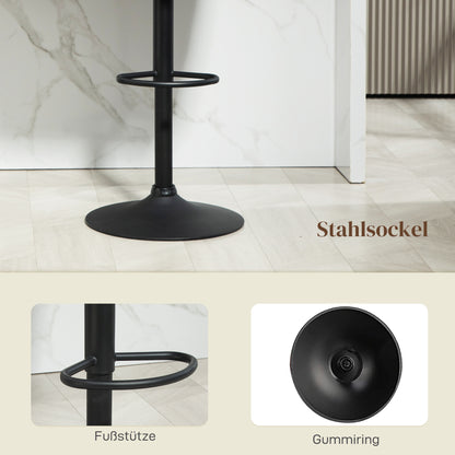 Set of 2 Bar Stools, Bistro Stools with Footrest, Swivel Bar Chairs, Adjustable Height Kitchen Stools with Linen Cover, for Living Room, Dining Room, Dark Gray