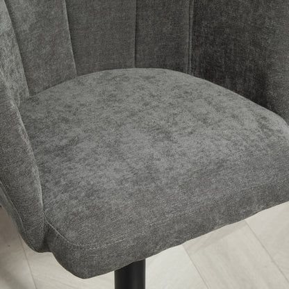 Set of 2 Bar Stools, Bistro Stools with Footrest, Swivel Bar Chairs, Adjustable Height Kitchen Stools with Linen Cover, for Living Room, Dining Room, Dark Gray