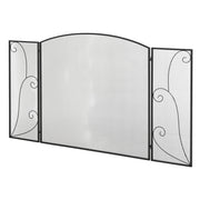 Spark Protection Gate, 3-piece folding fireplace protection, fireplace spark protection, fire screen, stove protection gate, fireplace grille, decorative mesh, metal, 132.5 x 76.5cm, Black