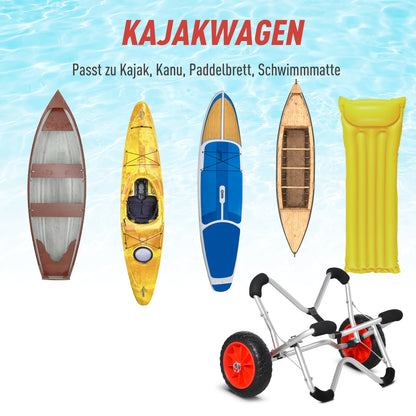 Kayak Cart Aluminum Boat Cart Foldable Transport Cart Faux Leather Tires Silver 75 kg 75 x 43 x 46 cm