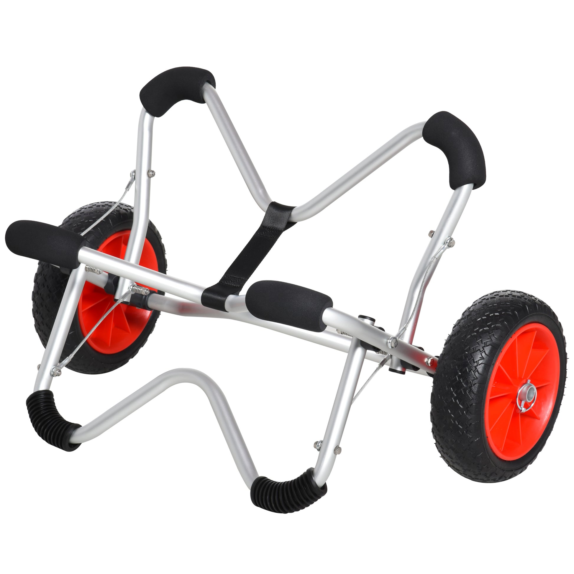 Kayak Cart Aluminum Boat Cart Foldable Transport Cart Faux Leather Tires Silver 75 kg 75 x 43 x 46 cm