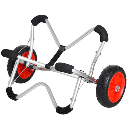 Kayak Cart Aluminum Boat Cart Foldable Transport Cart Faux Leather Tires Silver 75 kg 75 x 43 x 46 cm