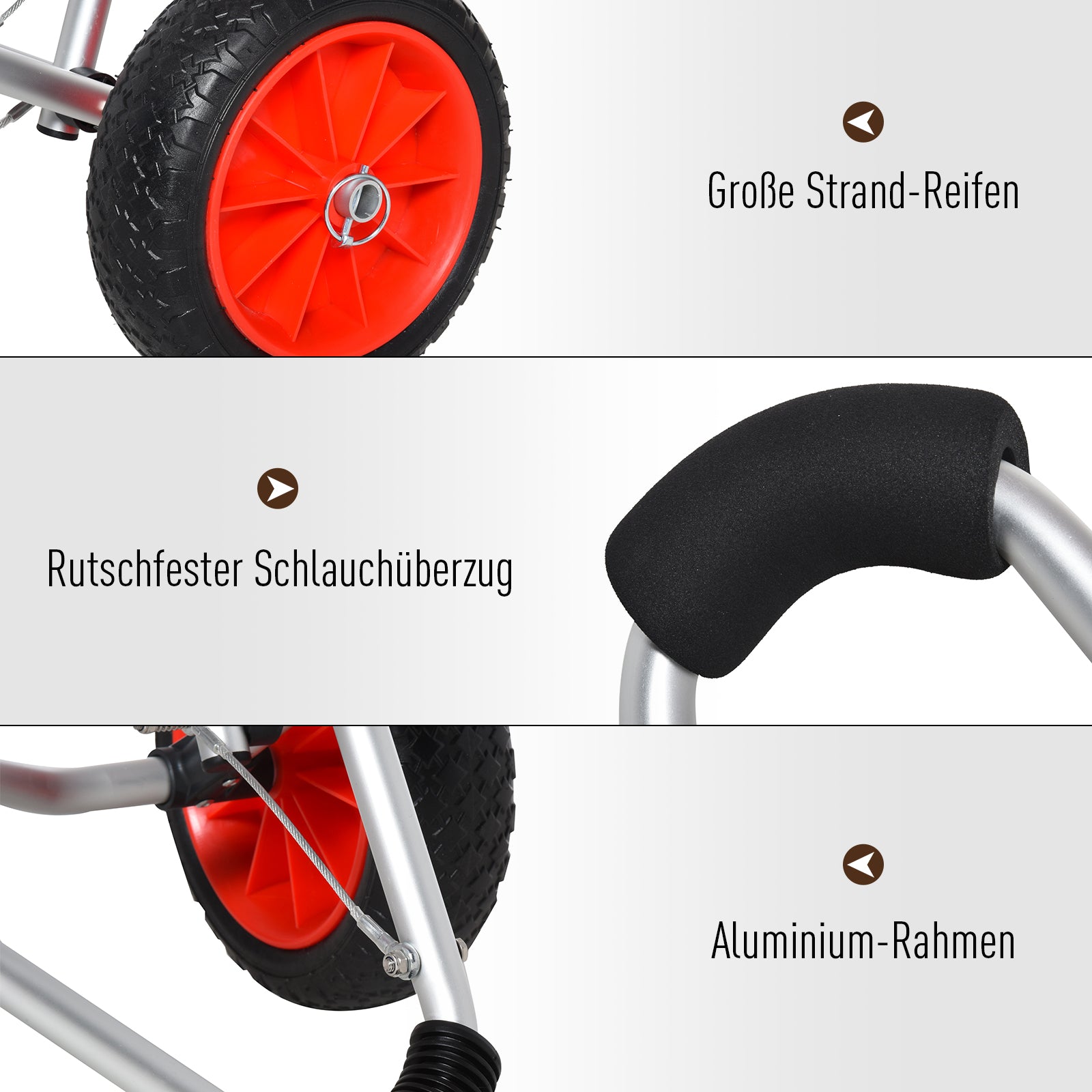 Kayak Cart Aluminum Boat Cart Foldable Transport Cart Faux Leather Tires Silver 75 kg 75 x 43 x 46 cm