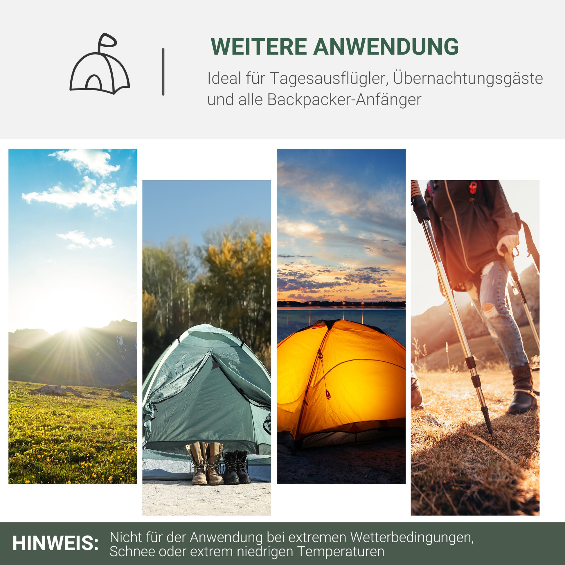 2-Person Tent 190T Camping Tent with Pegs Dome Tent Fiberglass Polyester Gray 325 x 183 x 130 cm