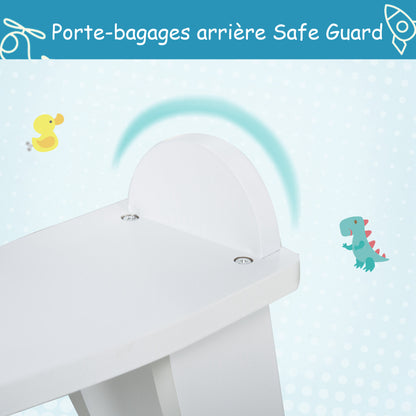 Wooden Rocking Horse - Rocking Toy With Handles, Footrest, and Safety Stops - White and Natural Wood Plywood MDF