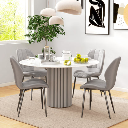 Set of 4 Modern Dining Chairs, Kitchen and Living Room Chairs with Flannel Upholstery and Steel Legs, Gray