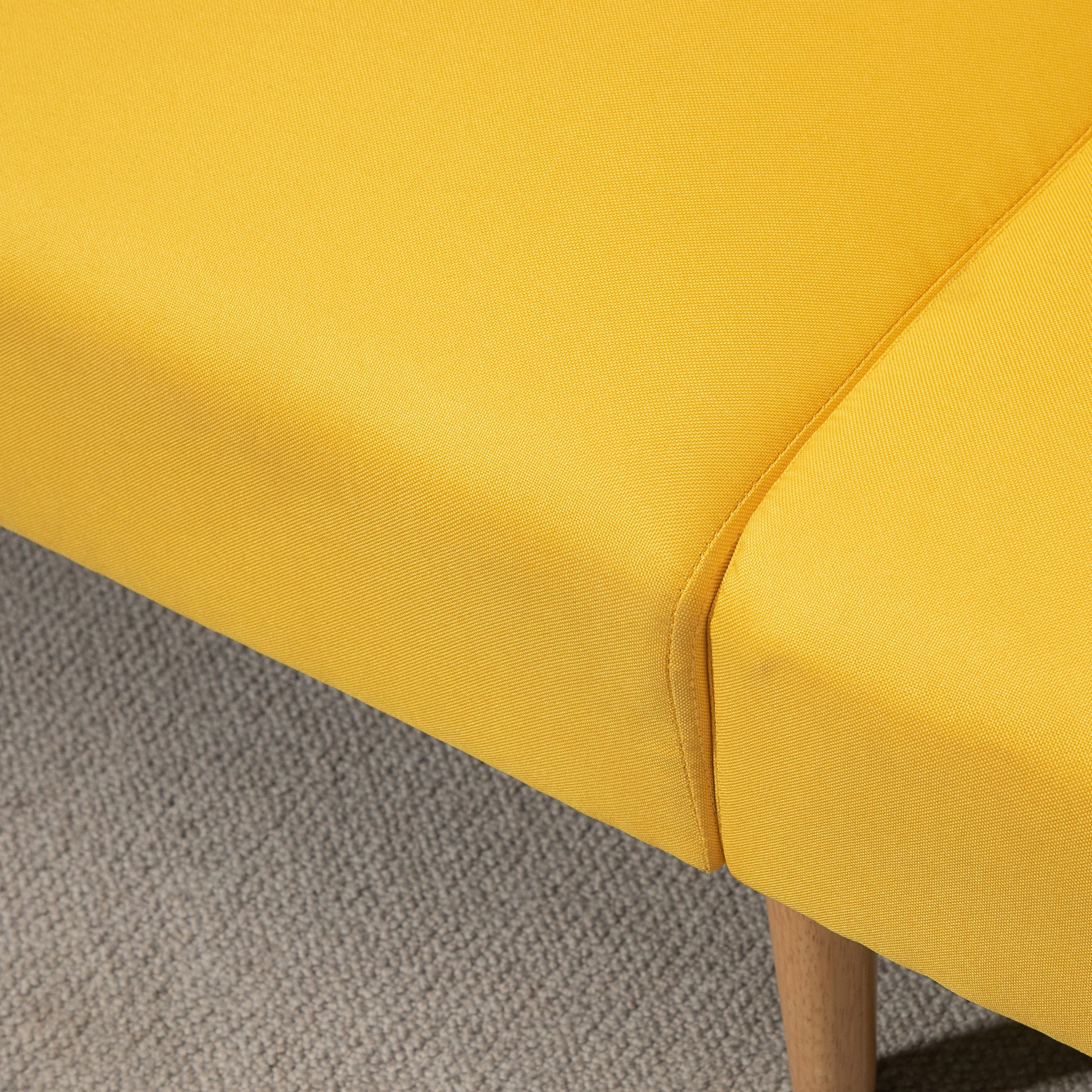 2-Seater Modern Sofa Bed 173x75x73 cm Folding Sofa Upholstered in Synthetic Linen with Adjustable 3-Level Backrest and Detachable Armrests for Living Room Office Yellow
