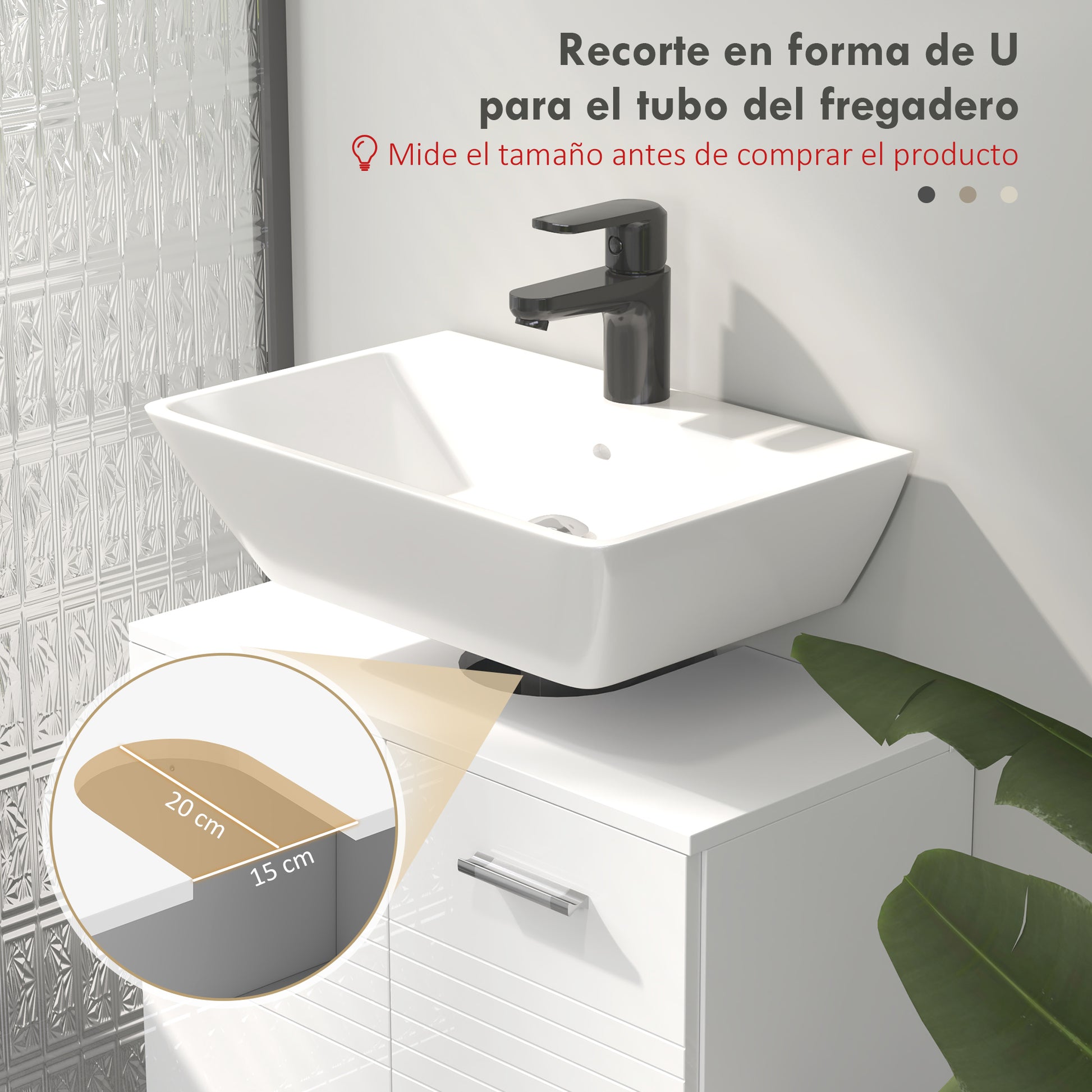 Under Sink Cabinet Bathroom Wall Cabinet with 2 Doors and Adjustable Interior Shelf Modern Style 23.6x11.8x24.6 inches White