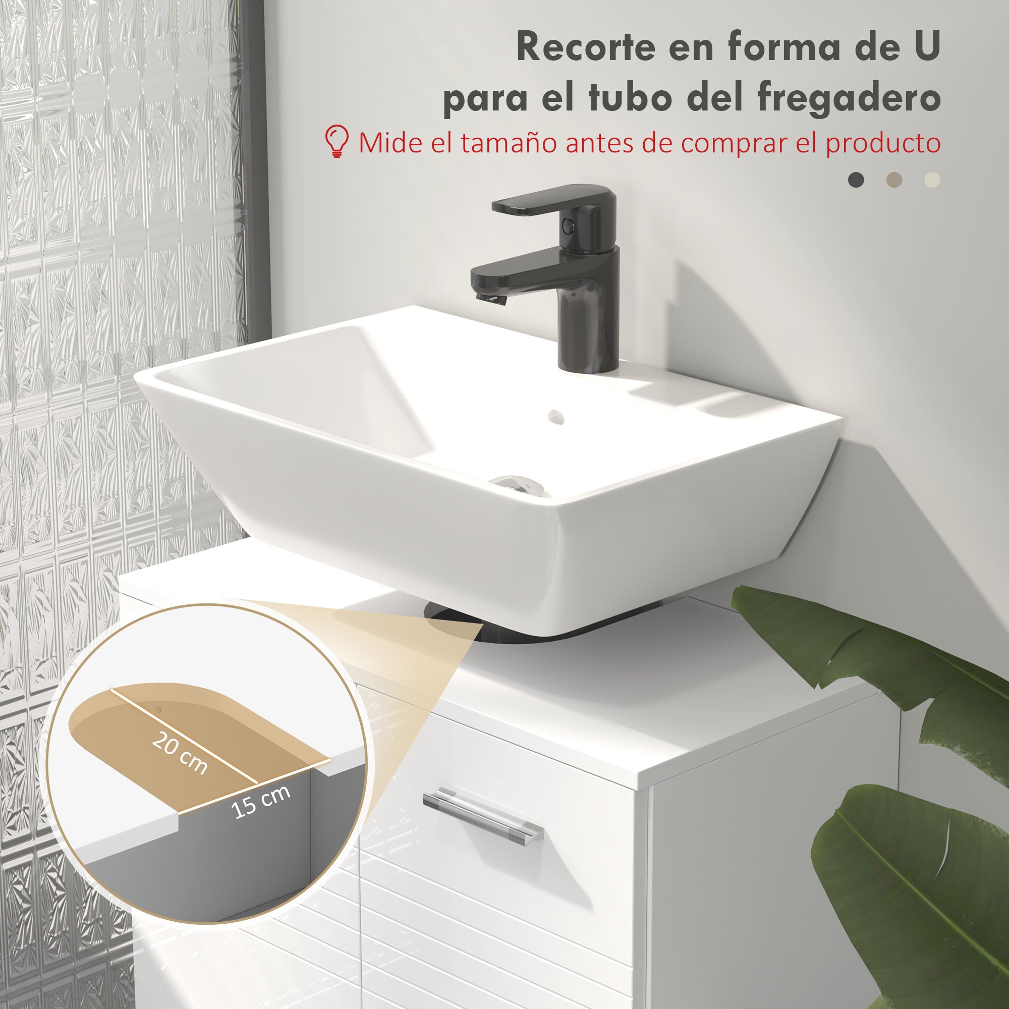 Under Sink Cabinet Bathroom Wall Cabinet with 2 Doors and Adjustable Interior Shelf Modern Style 23.6x11.8x24.6 inches White